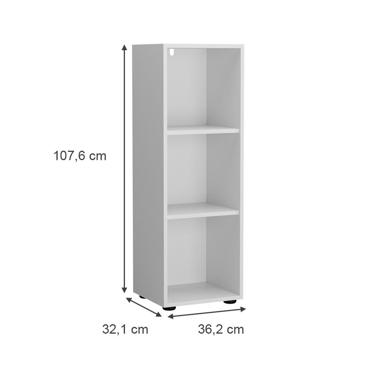 KINDERREGAL Estell Weiß 36.2 x 107.6 cm 3 Fächer - Weiß, Holzwerkstoff (36.2/107.6/32.1cm) - Vicco
