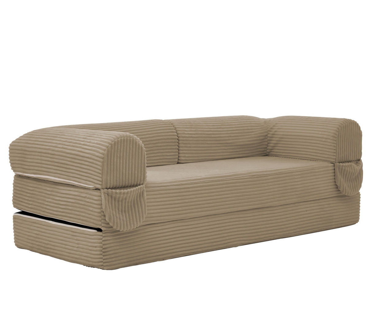 SCHLAFSOFA 2-Sitzer aus Rippcord Beige - Braun, Kunststoff (78/65/190cm) - Meubliv