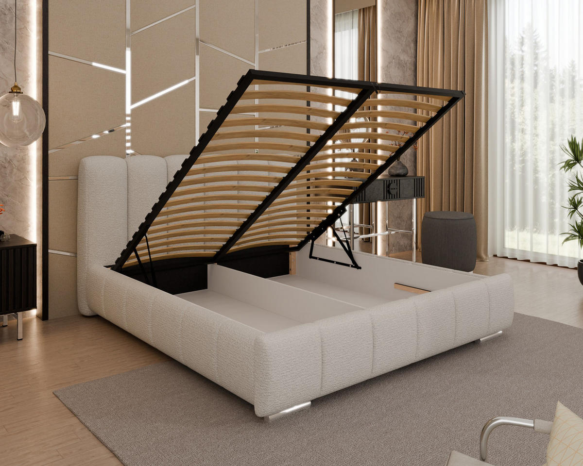 POLSTERBETT Zaira 160x200cm – Elegantes Polsterbett für modernen Wohnstil , ohne matratze, cappuccino - Cappuccino, Holz (120/200cm) - Homesy