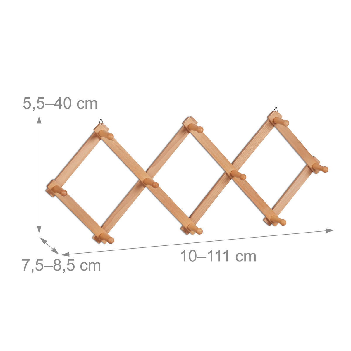 WANDGARDEROBE - Hellbraun, Holz (111/5.5/7.5cm) - Relaxdays