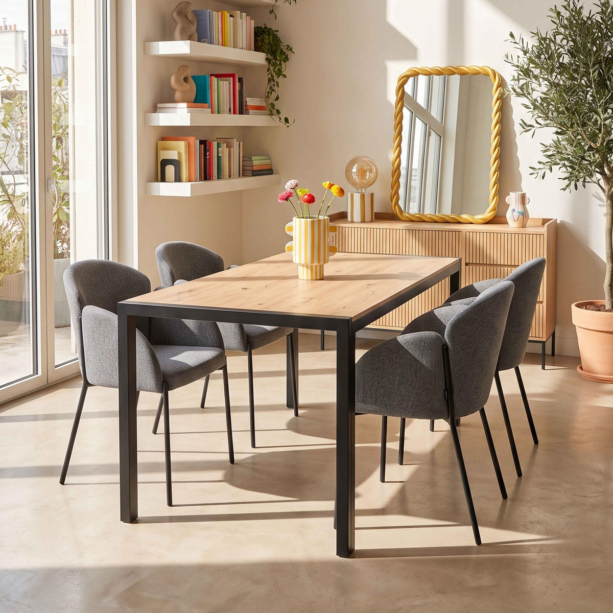 STÜHLE 2-tlg., Grau - Grau, Textil/Metall (70/78/60cm) - Oviala
