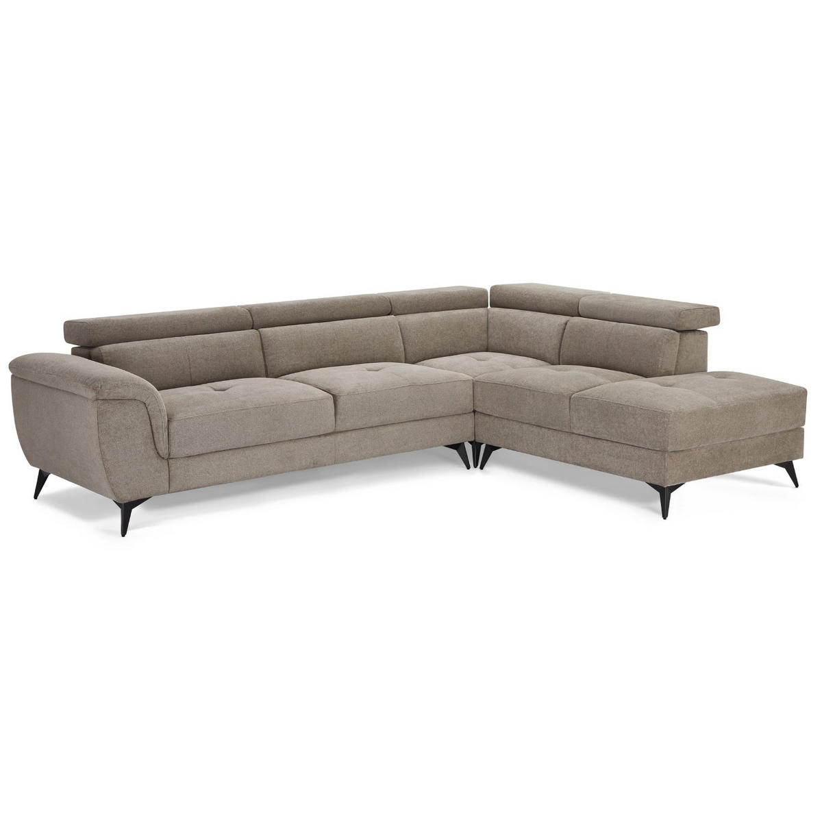 ECKSOFA Webstoff Beige - Beige/Schwarz, Textil/Metall (290/95cm) - Furnhouse
