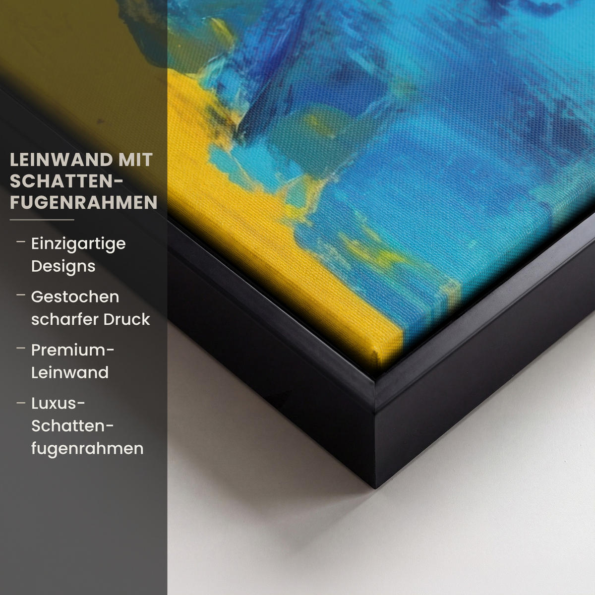 LEINWAND Bilder mit Rahmen - Frida Kahlo - Frau - Gelb - Blau - Blumen - 70x100 - Gelb, Textil (70/100cm) - MuchoWow
