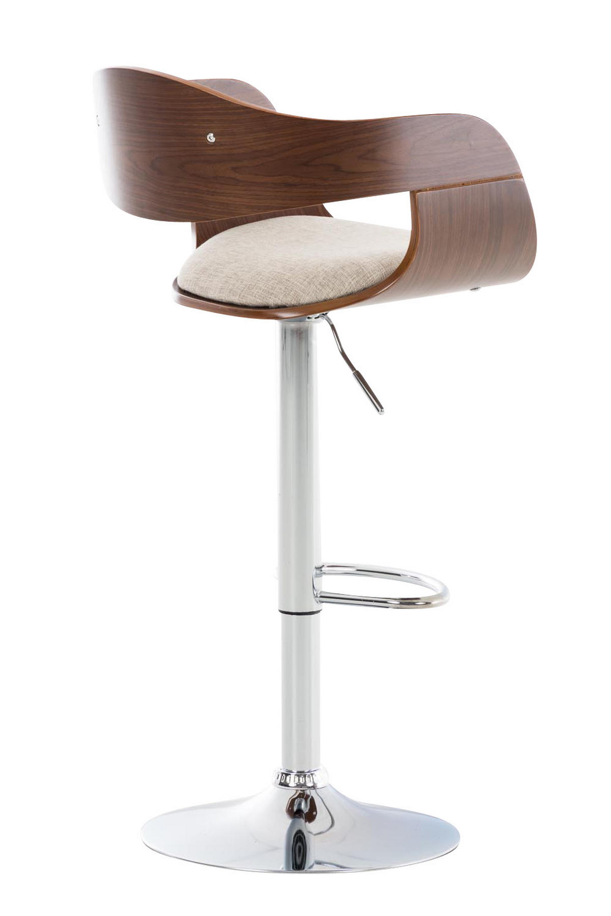 BARHOCKER Nadan Stoff Walnuss/creme - Beige, Textil/Metall (50/88/48cm) - DELUKE