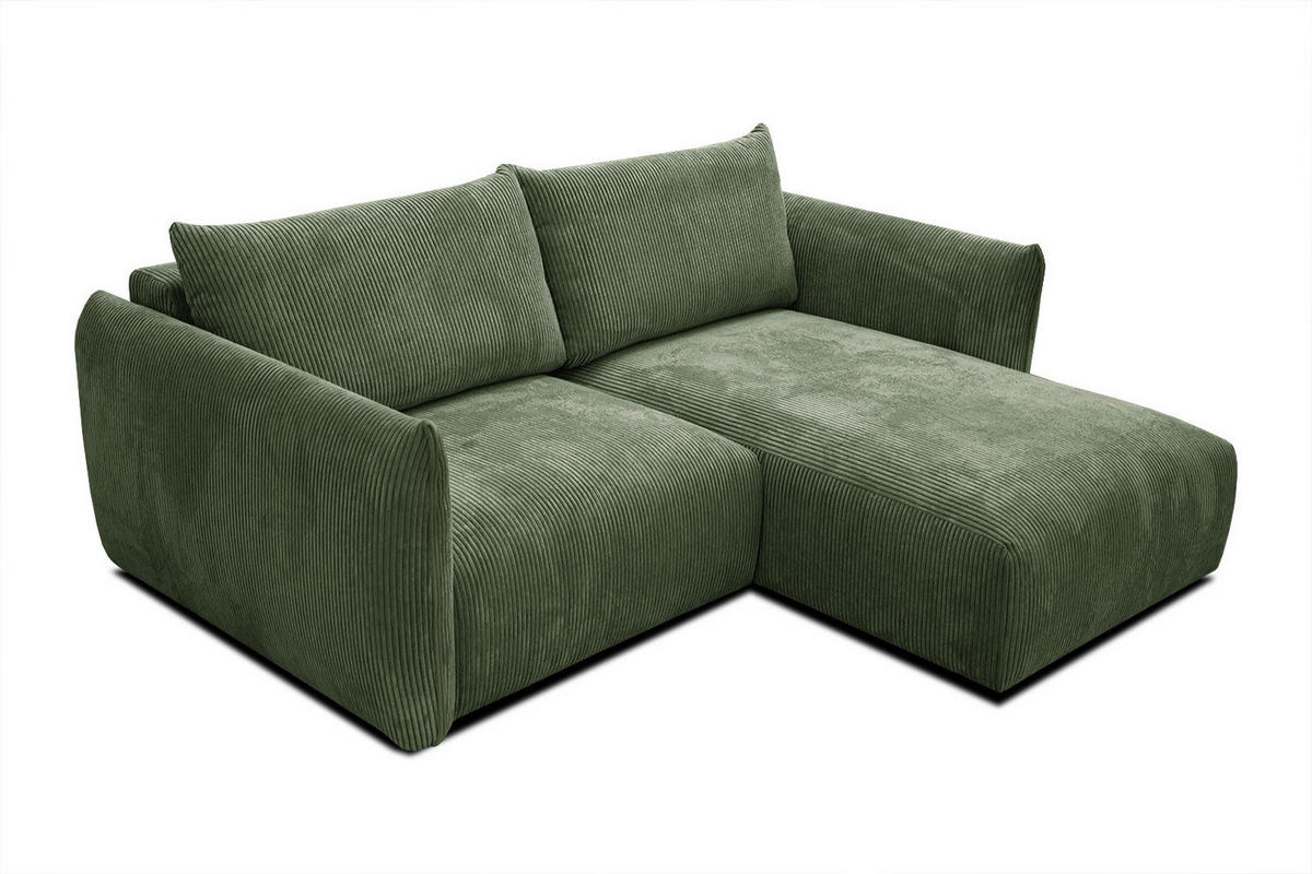 ECKSOFA TAUER 3-Sitzer, olivgrün - Schwarz/Olivgrün, Holzwerkstoff/Kunststoff (206/173cm) - Courtois Laville