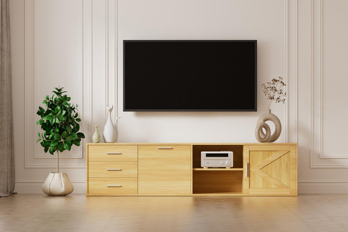 TV-SCHRANK in 180/45/35 cm - Naturfarben, Holzwerkstoff (180/45/35cm) - HOMAVO