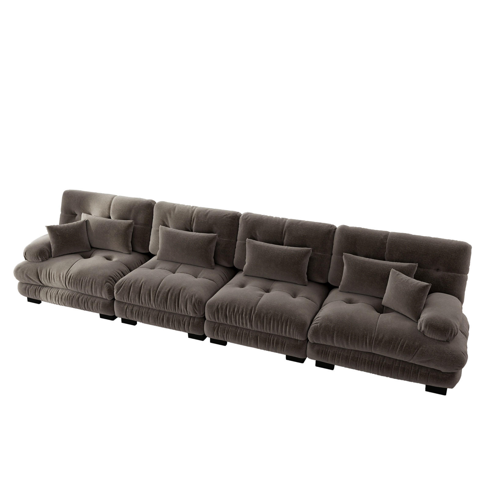 SCHLAFSOFA 4-Sitzer aus Chenille mit Tiefsitz, Braun - Braun, Textil (406/81/77cm)