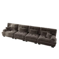 SCHLAFSOFA 4-Sitzer aus Chenille mit Tiefsitz, Braun - Braun, Textil (406/81/77cm)