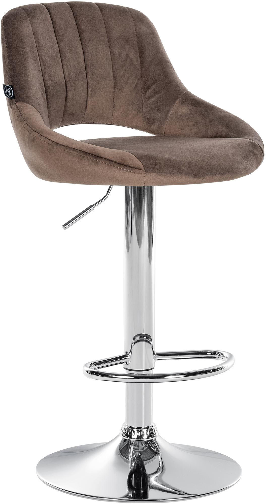 BARHOCKER Samt braun - Chromfarben/Braun, Textil/Metall (47/85/48cm) - CLP