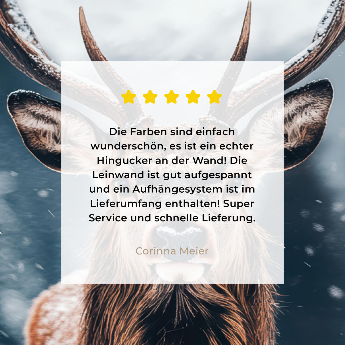 LEINWANDBILD Hirsche - Tiere - Landschaft - Winter - Schnee XXL 150x100 cm - Kastanienfarben, Textil (150/100cm) - MuchoWow