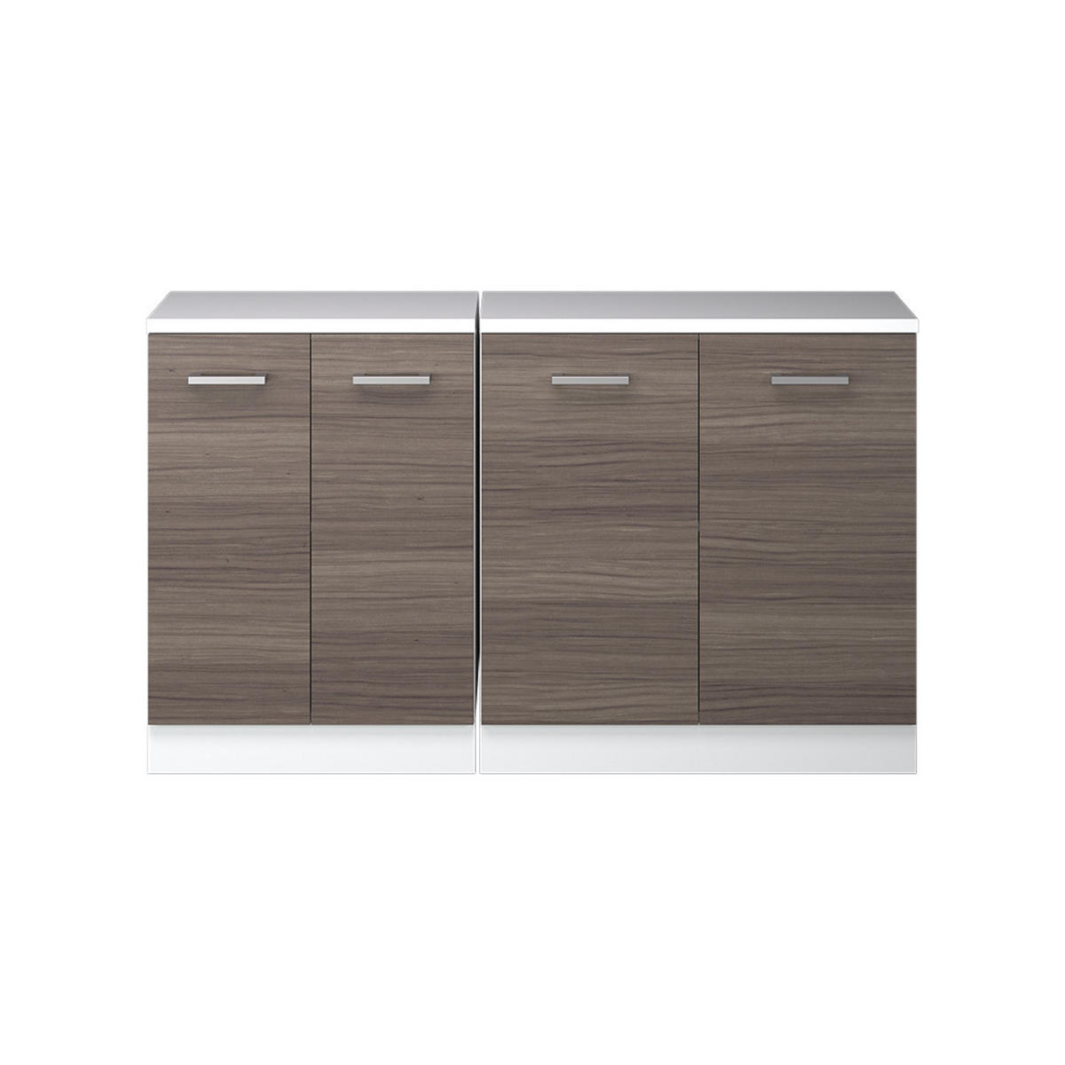KUHINJSKI ORMAR ZA KOSINE KROVA R-Line Plemenita Siva 140 cm Set od 2 korpusa ormara, dubina 60 cm - bijela/siva, drvni materijal (140/83.8/60cm) - Vicco