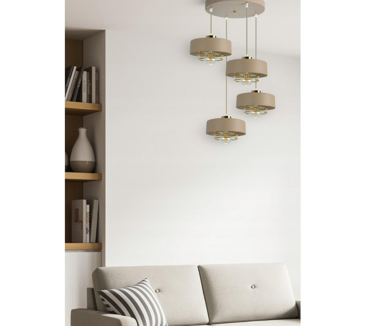 PENDELLEUCHTE ECRU - Beige/Goldfarben, Metall (44/44/100cm) - kiki design