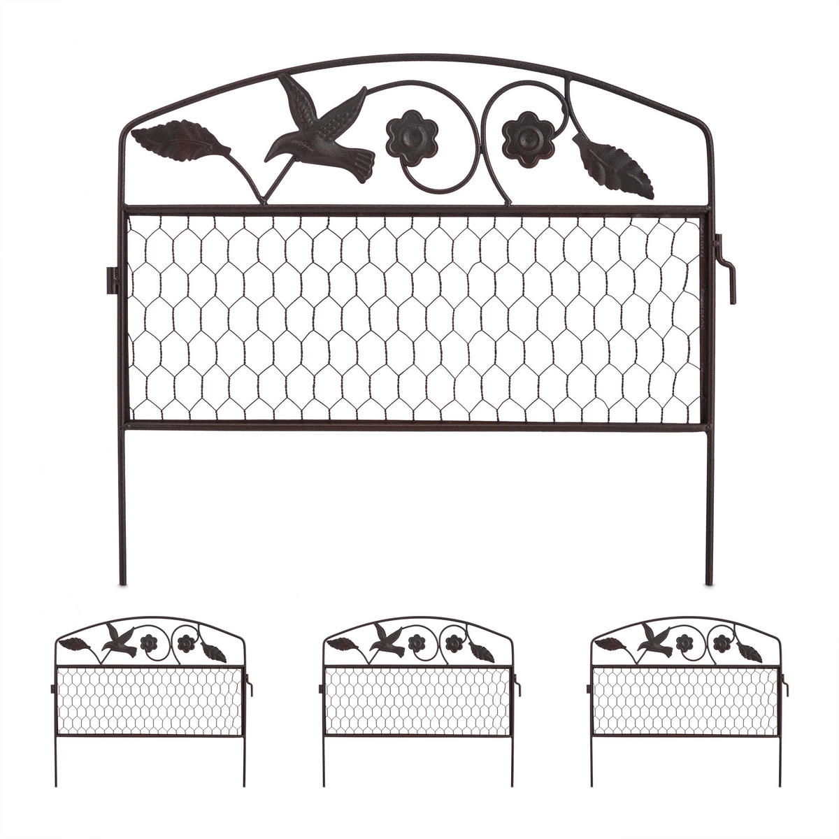 4XBEETZAUN - Dunkelbraun, Metall (48.5/41/1cm) - Relaxdays