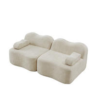SOFA 192/98/70 cm in Beige aus Samt mit modularer Form und tiefer Sitzfläche - Beige, Textil (98/70/192cm) - Flora Grace