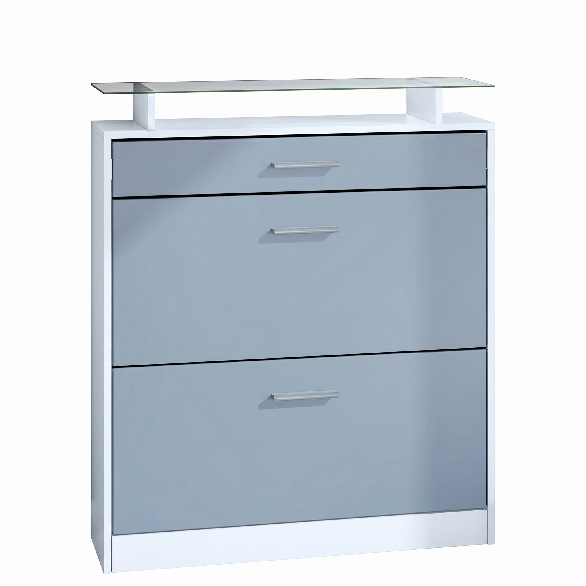SCHUHSCHRANK Loret Front in Denim - Pastellblau, Holzwerkstoff (89/104/23cm) - Vladon
