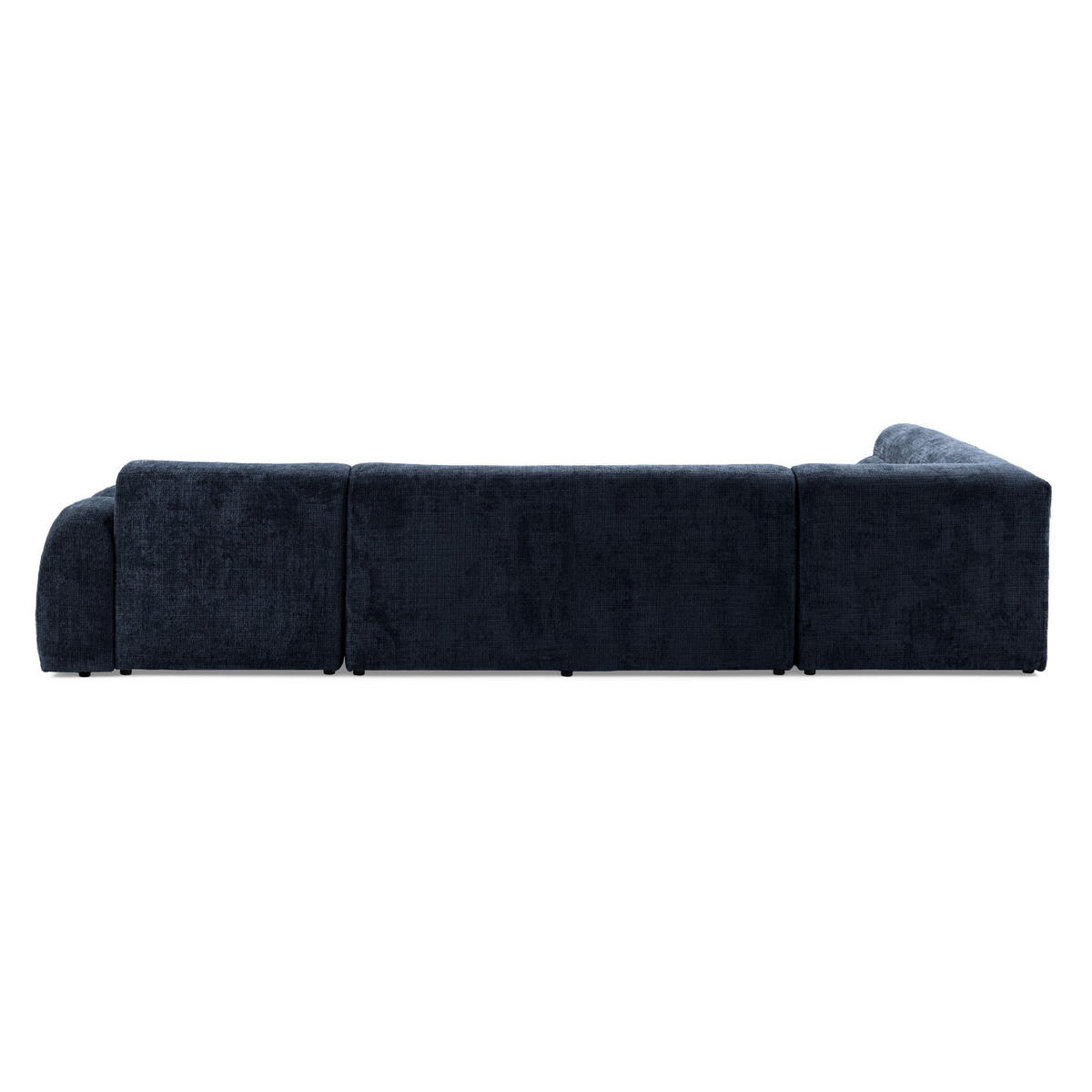 6-SITZER modulares Wohnlandschaft U XXL VEER SET 4 Links, 368 x 190 cm, Chenille Webstoff Marine - Schwarz/Dunkelblau, Holz/Kunststoff (368/75/190cm) - Muffo