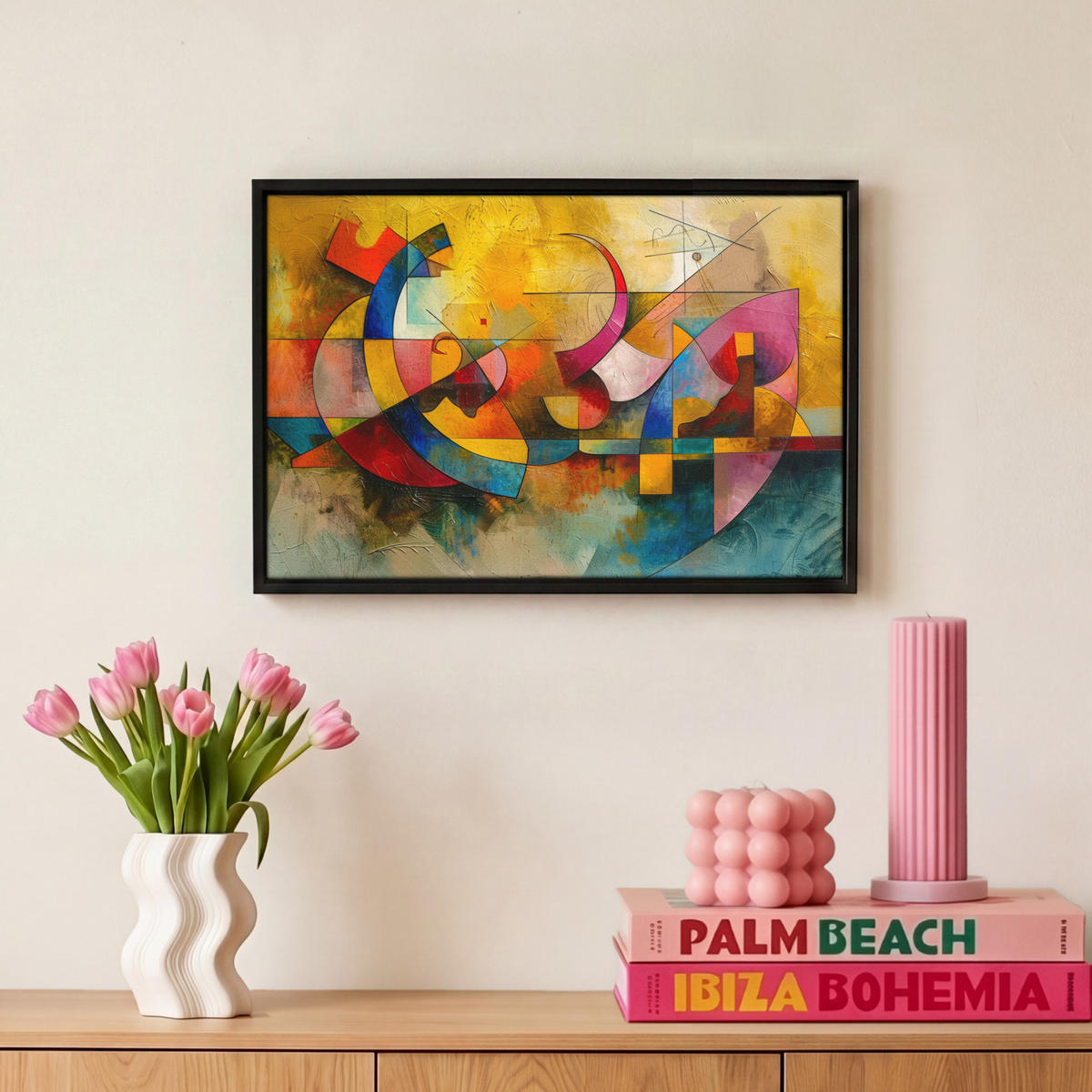 LEINWAND Bilder mit Rahmen - Kunst - Abstrakt - Modern - 30x20 - Gelb, Textil (30/20cm) - MuchoWow