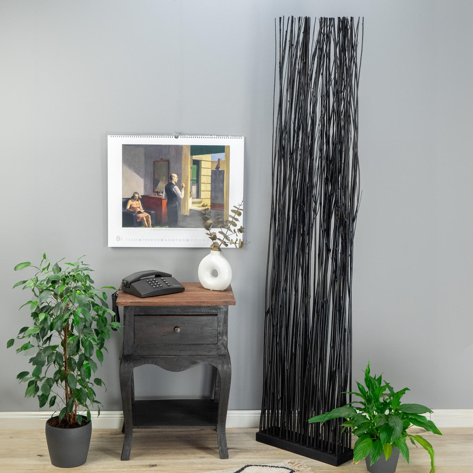 RAUMTEILER Slim 170x40 cm, Weidenholz-Zweige schwarz - Schwarz, Naturmaterialien (40/170/12cm) - DESIGN DELIGHTS
