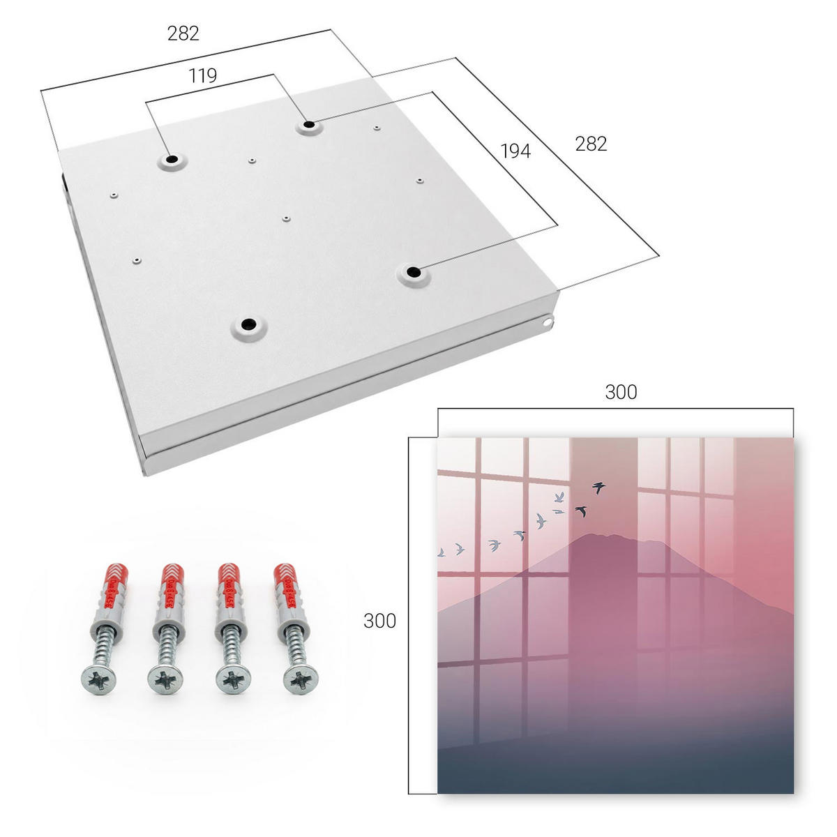 SCHLÜSSELBOX Weiß 30x30 cm – Türöffnung nach rechts - Friedliche Natur - Pink, Metall (30/30/5cm) - TULUP