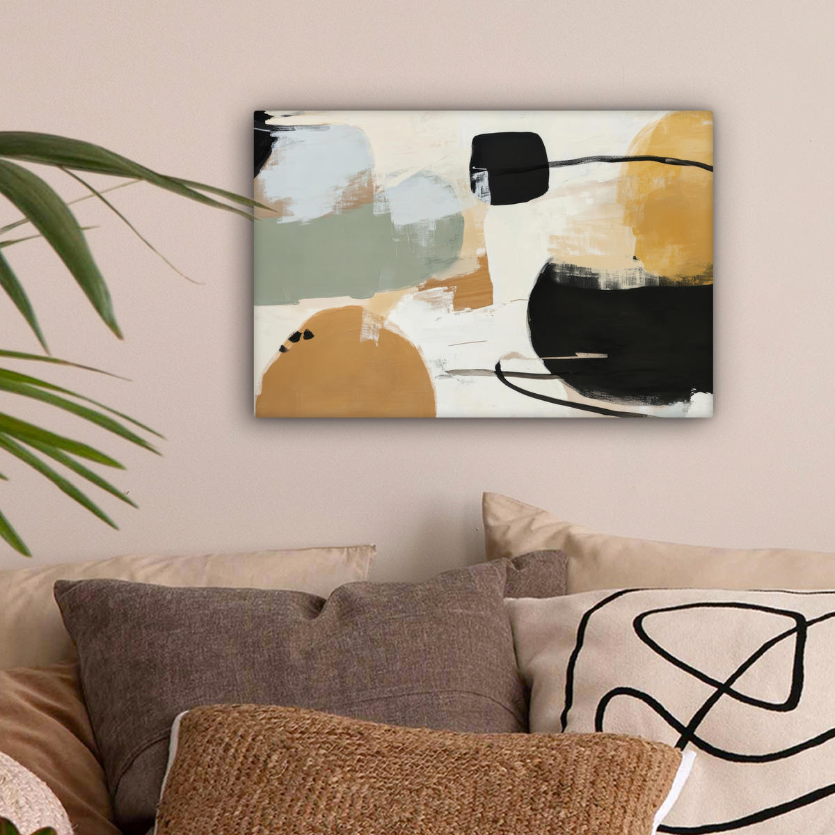 LEINWANDBILD Farbe - Abstrakt - Farben 30x20 cm - Currygelb, Textil (30/20cm) - MuchoWow