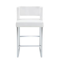 BARSTUHL 2er-Set gepolstert 91,4 cm PU Weiß Silber - Silberfarben, Metall (53.3/91.4/48.1cm) - Meubliv