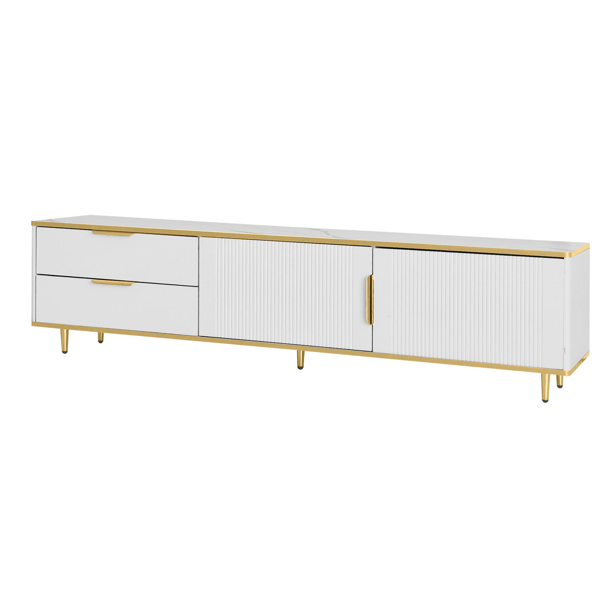 TV-LOWBOARD 170/37/45 cm mit 2 Schubladen und 2 Türen - Weiß, Holzwerkstoff (175/45/40cm) - BEAOK