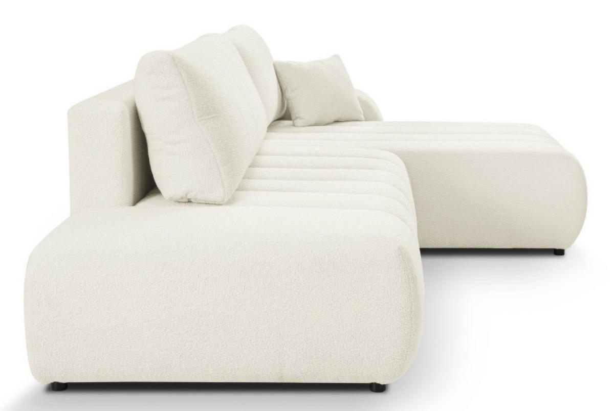 ECKSOFA Creme ALOO Mit Schlaffunktion Rechts Stoff Bouclé - Ecru/Creme, Textil (176/276cm) - Sepro Meble