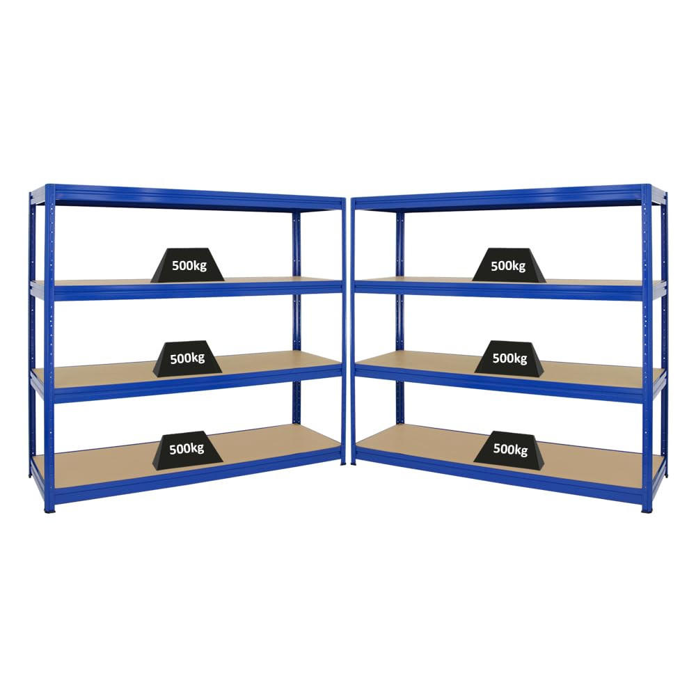 SCHWERLASTREGAL Dino 2er-Set mit 2x 180x180x60 cm Fachlast 500 kg Blau - Blau, Metall (360/180/60cm) - PROREGAL