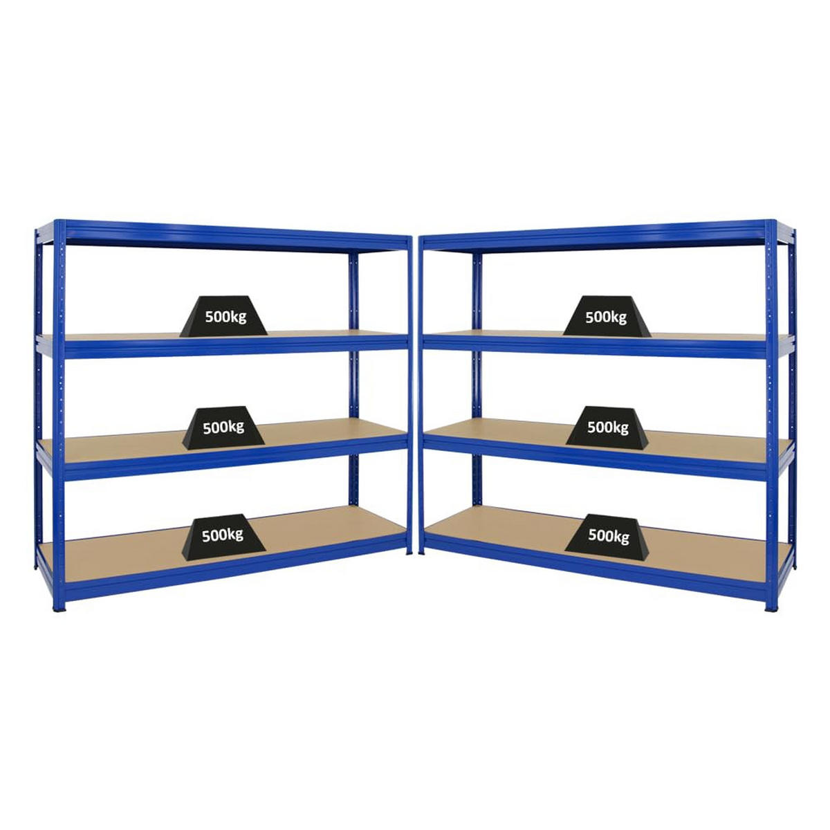 SCHWERLASTREGAL Dino 2er-Set mit 2x 180x180x60 cm Fachlast 500 kg Blau - Blau, Metall (360/180/60cm) - PROREGAL