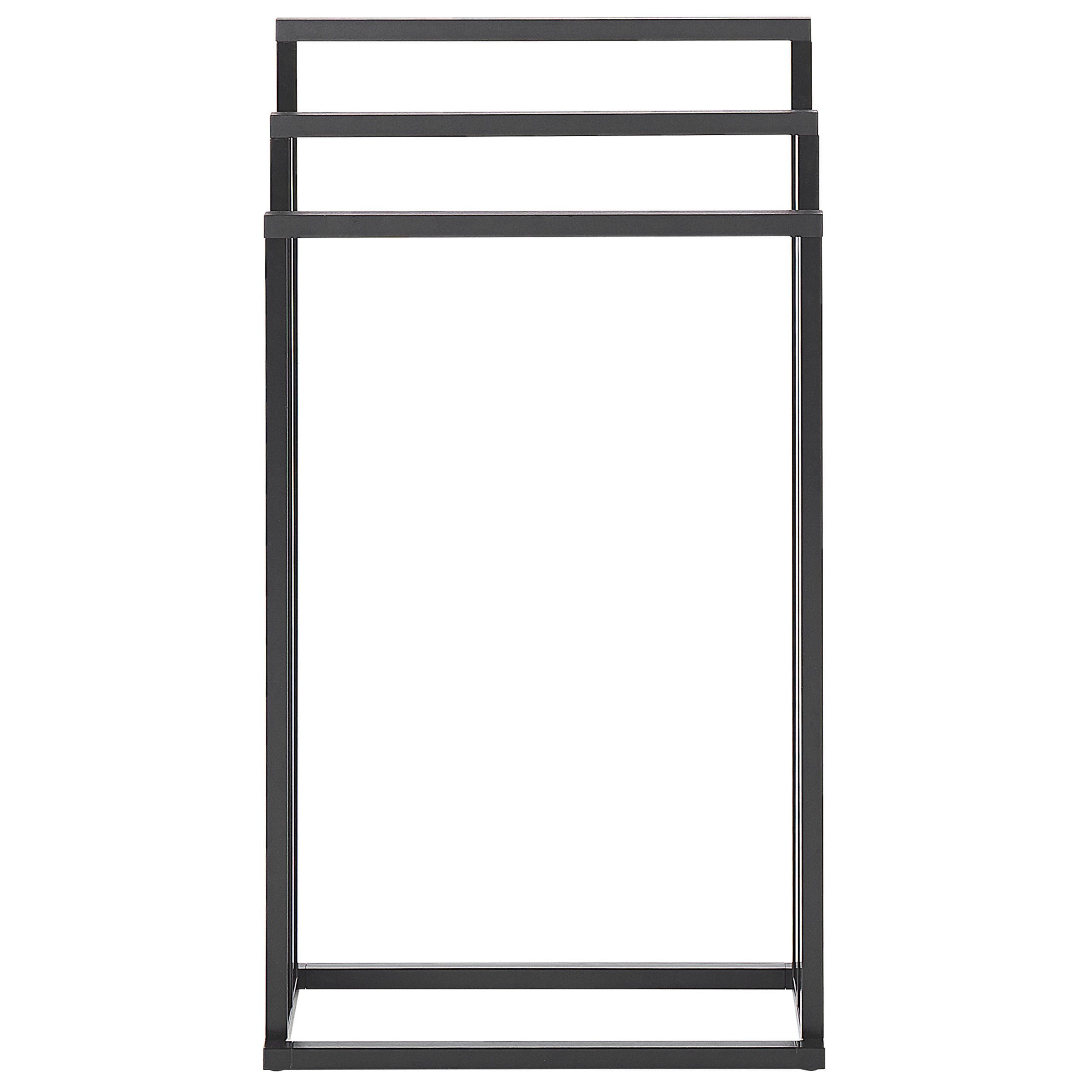 HANDTUCHSTÄNDER schwarz/dunkler Holzfarbton 45 x 84 cm Charras - Dunkelbraun/Schwarz, Metall (45/84/21cm) - Beliani