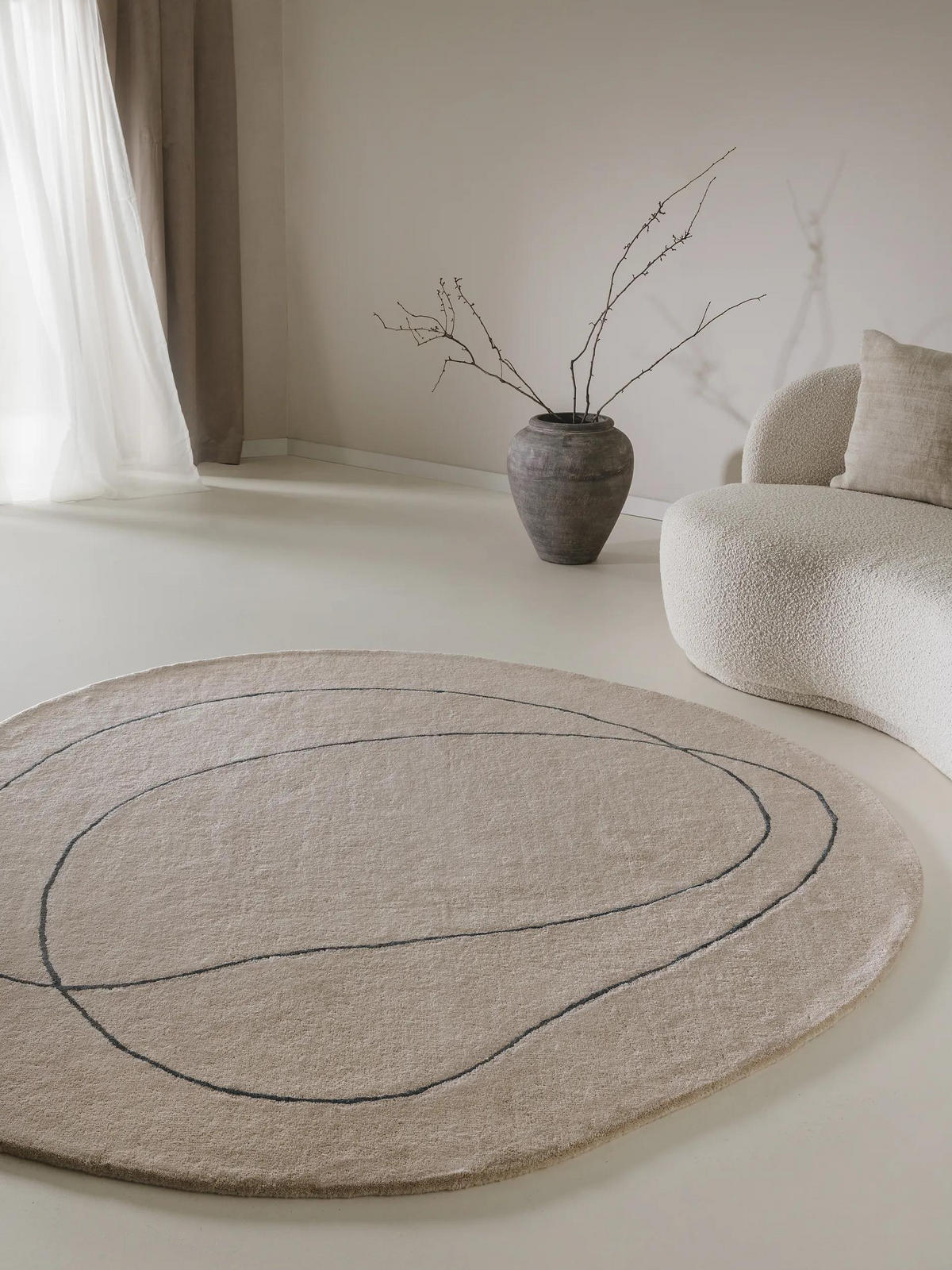 WOLLTEPPICH Shape Cream ø 200 cm rund - Creme, Textil (200/200cm) - benuta Pure