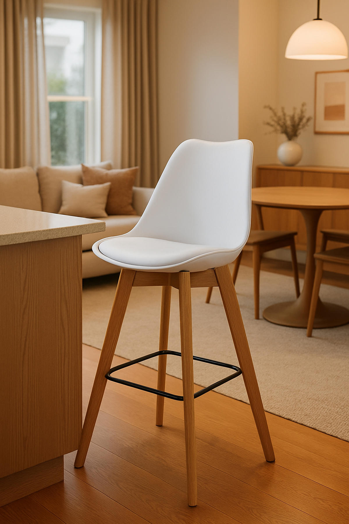 BARHOCKER 2er Set Meta Kunststoff natura weiß - Weiß, Holz/Kunststoff (48/112/56cm) - TPFLiving