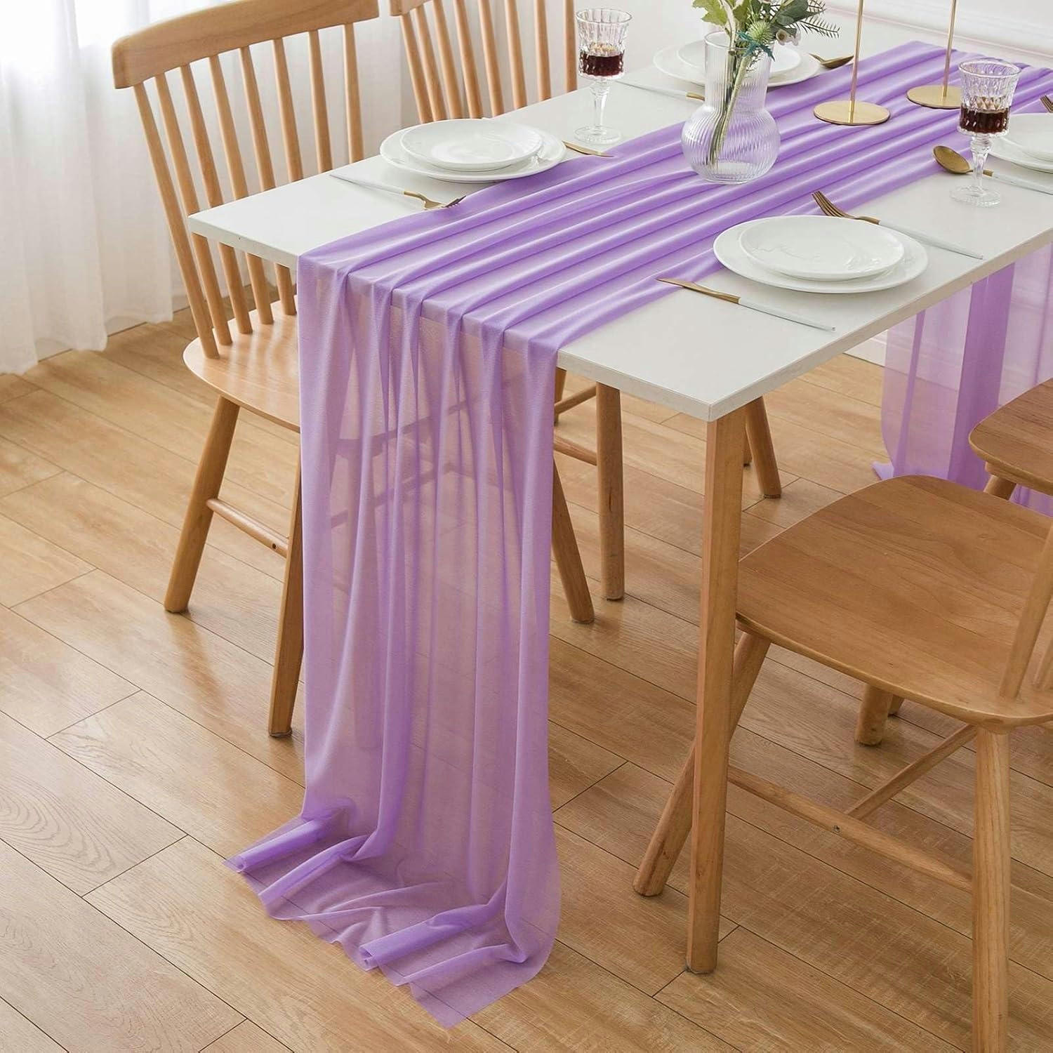 TISCHLÄUFER Chiffon Lila 70 x 400 cm - Lila, Textil (70/4/1.5cm)