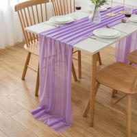 TISCHLÄUFER Chiffon Lila 70 x 400 cm - Lila, Textil (70/4/1.5cm)