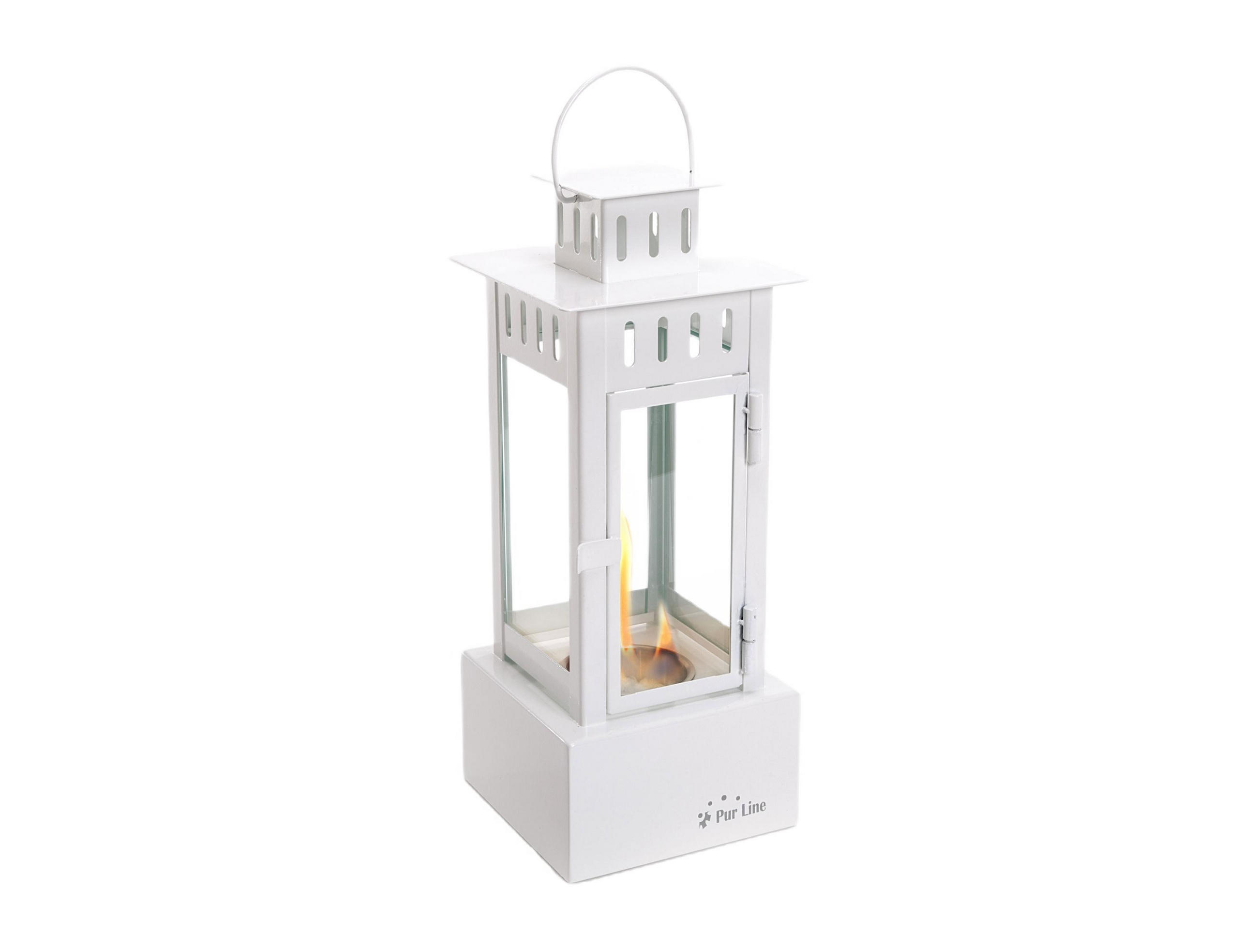 BIOETHANOL-KAMIN Weiß Tischmodell inklusive 0.5 L Brennblock - Weiß, Glas (15/38/15cm) - Purline