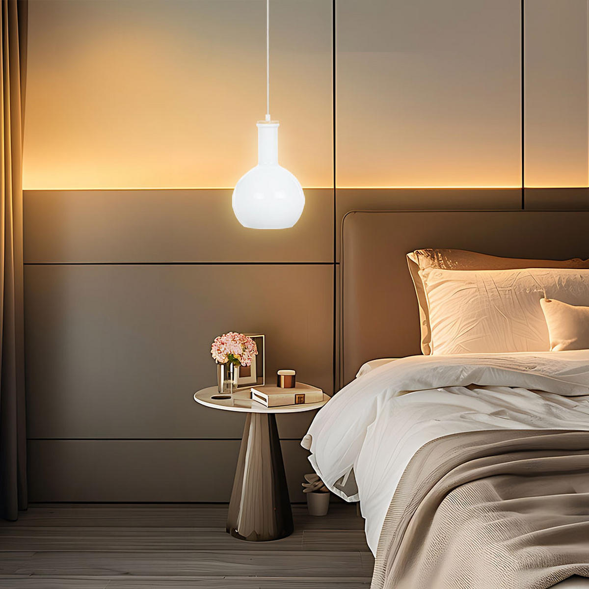 HÄNGELEUCHTE Glas Weiß - Weiß, Glas (17/17/125cm)