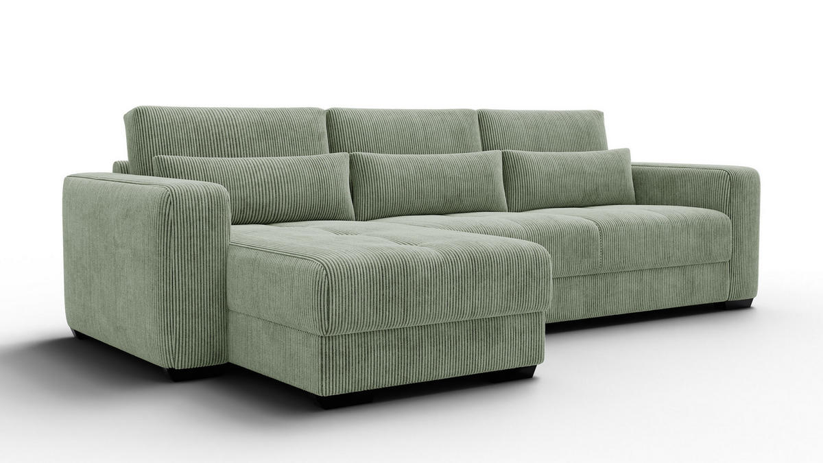 ECKSOFA OLI 4-Sitzer links, salbeigrün - Salbeigrün, Holz/Textil (295/172cm) - Courtois Laville