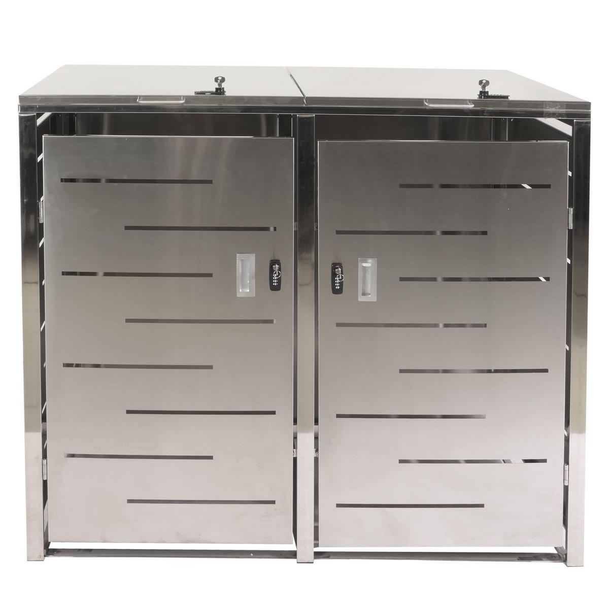 MÜLLTONNENBOX 2er 116,5x131x80cm erweiterbar Edelstahl 48kg - Silberfarben, Metall (131/116.5/80cm) - PROREGAL