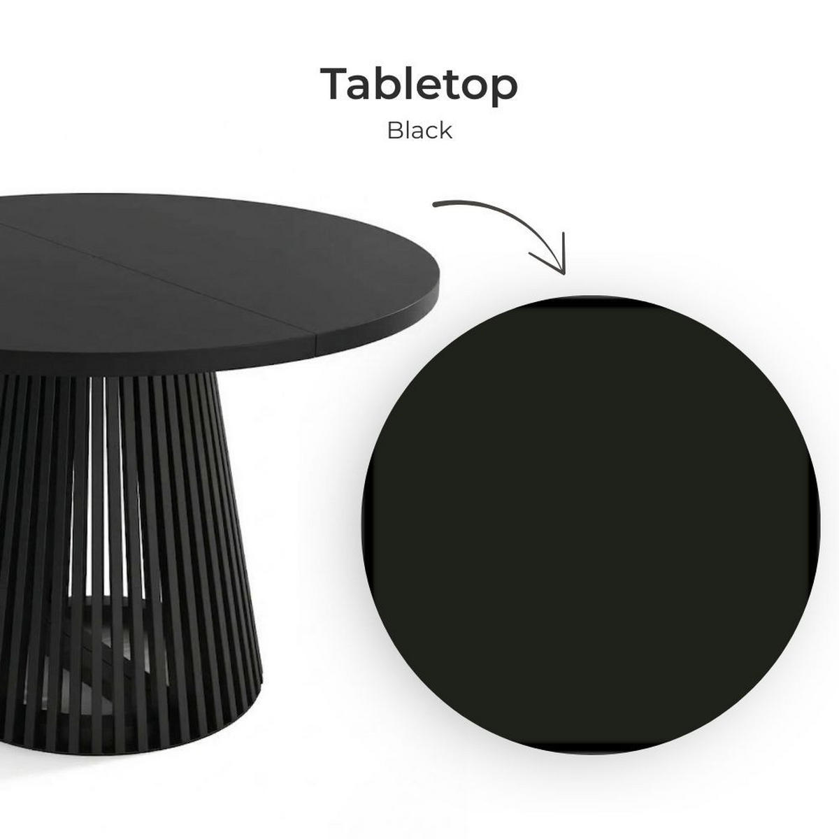 ESSTISCH runder ausziehbarer Tisch für Esszimmer DOVER 100 / 150 cm, Farbe: Schwarz - Schwarz, Holz (150/100/77cm) - Dekori_Interiors