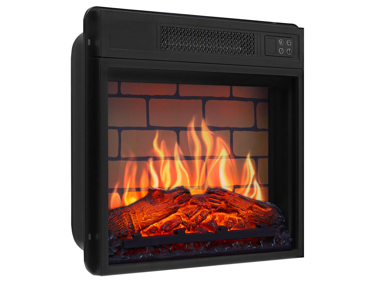 EINBAU-ELEKTROKAMINEINSATZ AF18B – Breite 58 cm, 3D-Flammeneffekt, LED-Beleuchtung, Heizfunktion - Schwarz, Glas/Metall (48.7/44.5/13cm) - ArtiFlame
