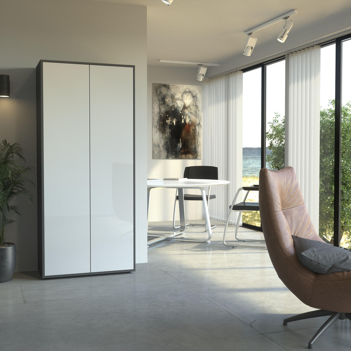 AKTENSCHRANK Amira T00 Weiß Hochglanz 180/80/40 cm - Weiß Hochglanz, Holzwerkstoff (80/180/40cm) - SIMPLYFURN
