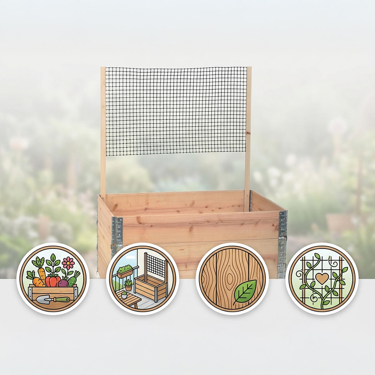 HOCHBEET - Hellbraun, Holz/Kunststoff (120/118/80cm) - Relaxdays