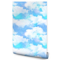 VLIESTAPETE Wolkenhimmel – Blau, Weiß – 50x1000 cm - Blau/Weiß, Papier (50/1000cm) - Muralo