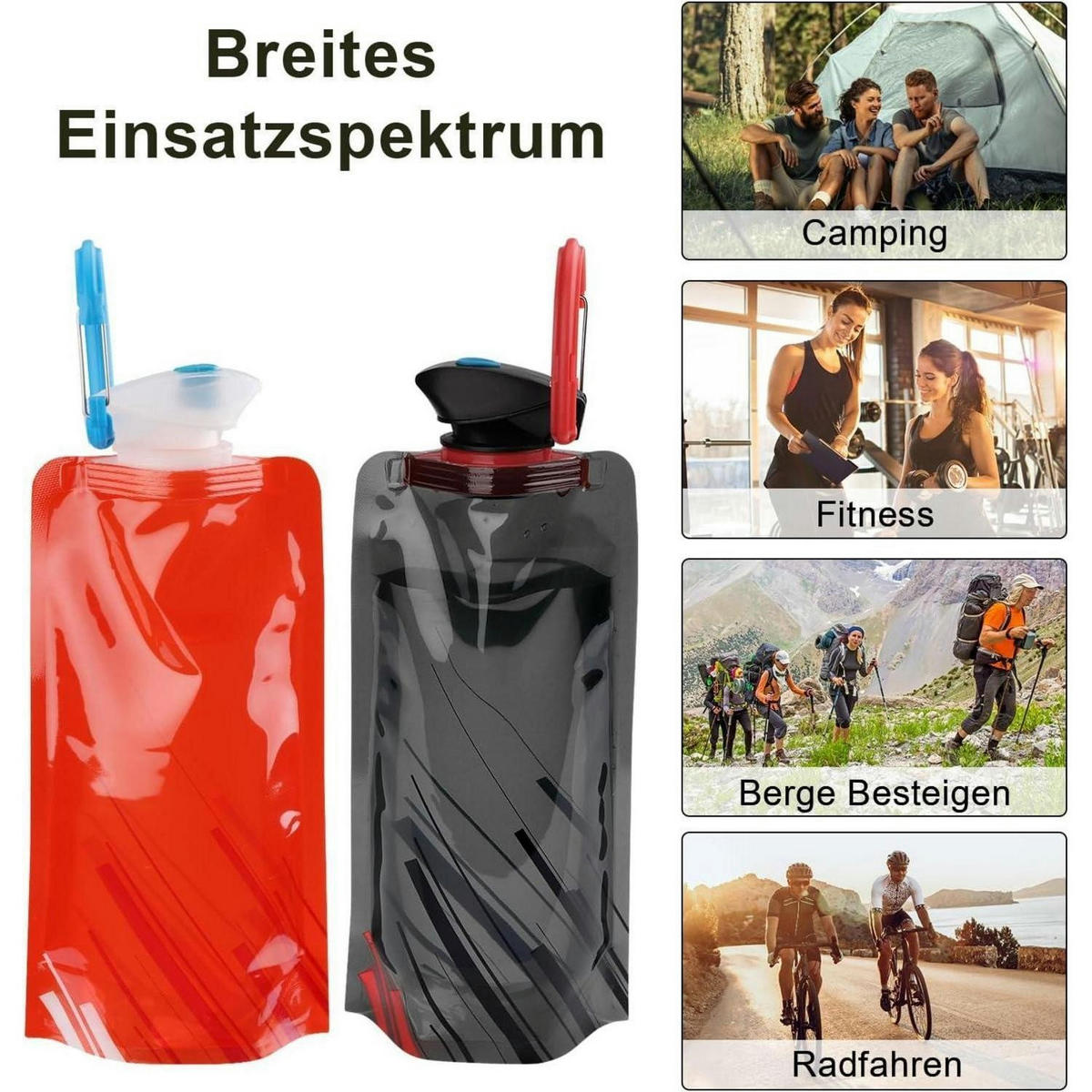 TRINKFLASCHE 2-teiliges Set faltbar 700 ml - Multicolor, Kunststoff (13/26cm)