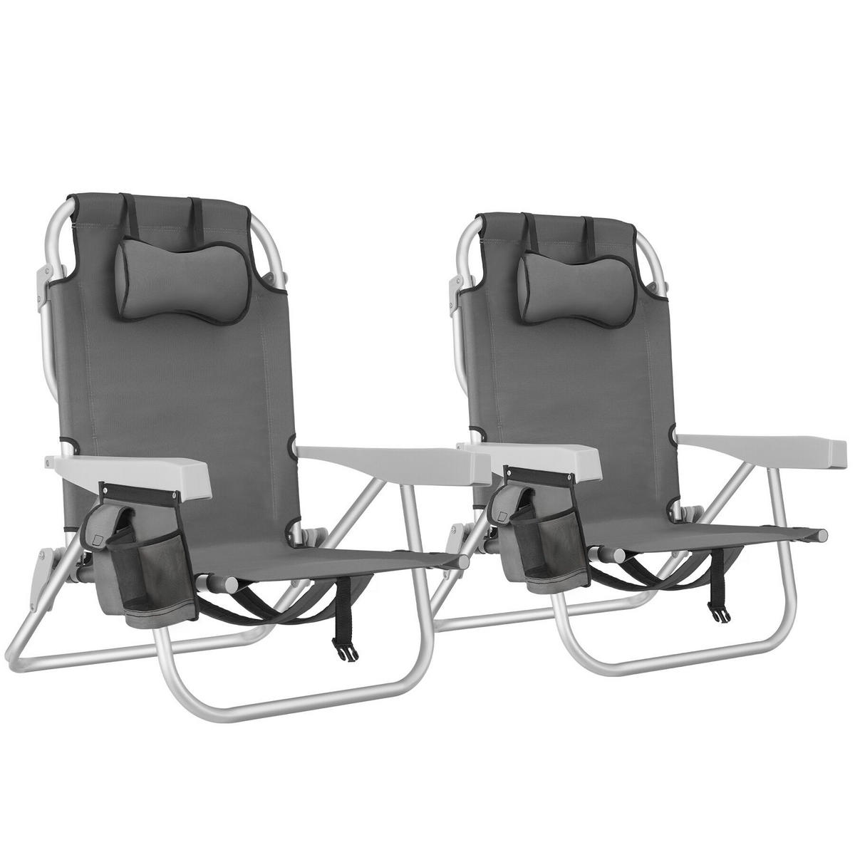 STRANDSTUHL Coral, rückseitige Kühltasche und Aufbewahrungstasche, grau - Grau, Kunststoff (63/78/101cm) - tectake