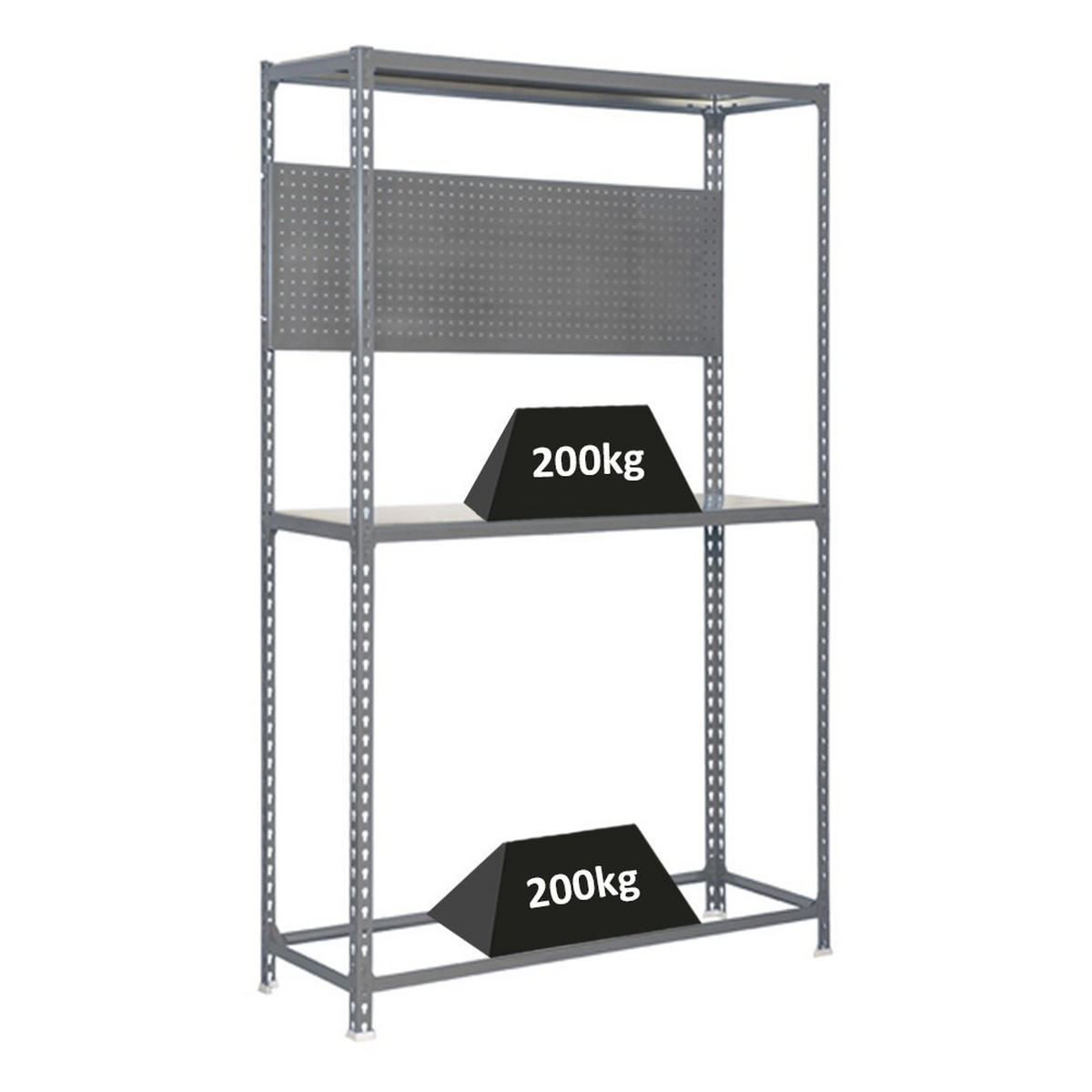 REIFENREGAL mit Arbeitsfläche Metal Shark NO.4 HxBxT 200 x 120 x 40 cm 6 Reifen Grau - Grau, Metall (120/200/40cm) - PROREGAL
