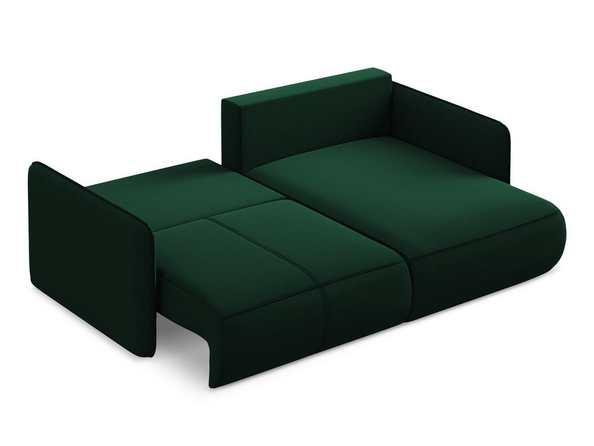 ECKSOFA mit Schlaffunktion Samt Stoff Grün - Dunkelgrün/Schwarz, Kunststoff/Textil (207/148cm) - Makamii