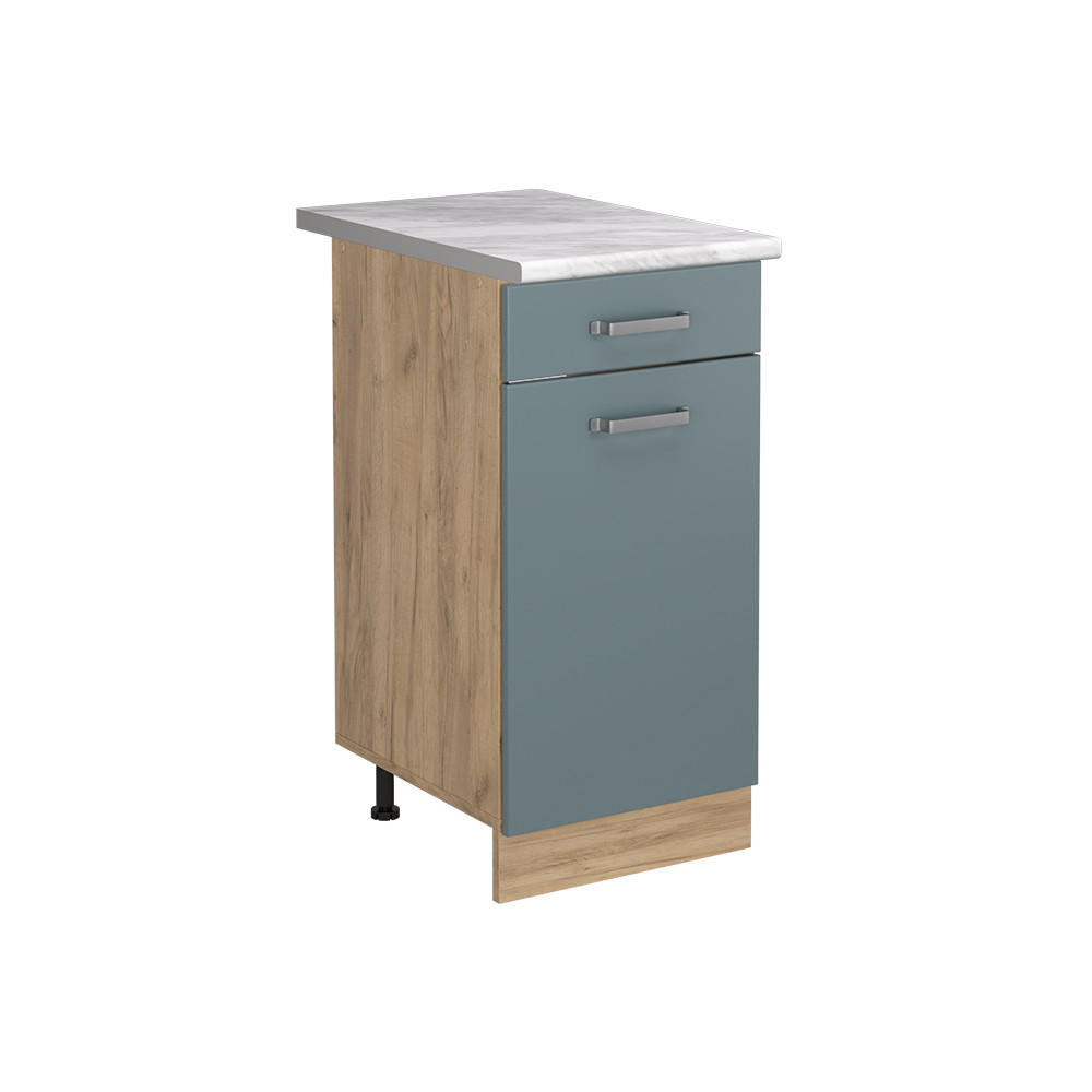 DULAP DE BAZĂ DE BUCĂTĂRIE R-Line, Albastru-gri/Stejar auriu, 40 cm стільниця Мармур - gri albastru/culoare lemn stejar, compozit lemnos (40/81.6/60cm) - Vicco