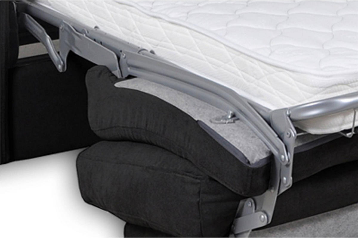 SCHLAFSOFA MENTO 3 Personen mit Unterfederung und Matratze, schwarz - Schwarz, Textil (100/90/195cm) - KONSIMO®