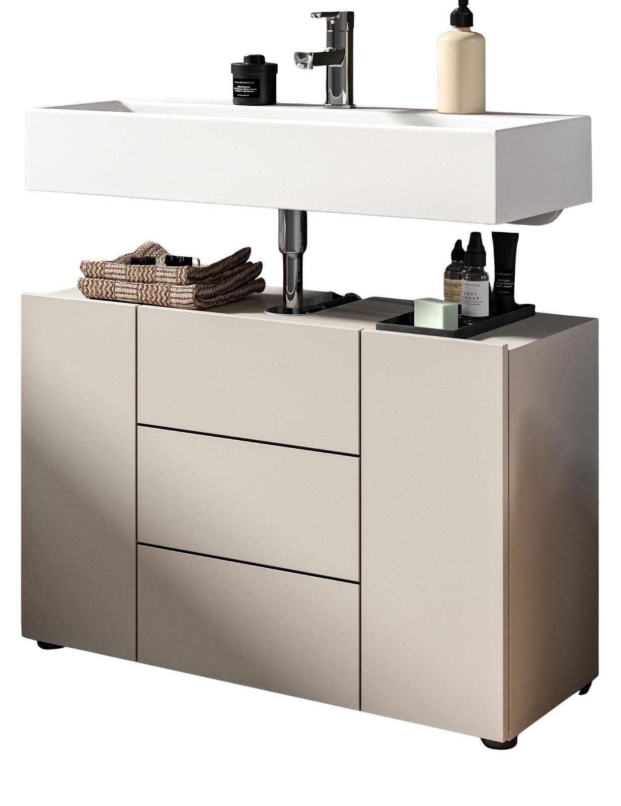 WASCHBECKENUNTERSCHRANK Kaschmir, Badezimmer Unterschrank 82 x 56 cm - Kaschmir/Schwarz, Holzwerkstoff/Kunststoff (82/56/34cm) - Inn.Furn